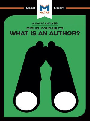 cover image of An Analysis of Michel Foucault's What is an Author?